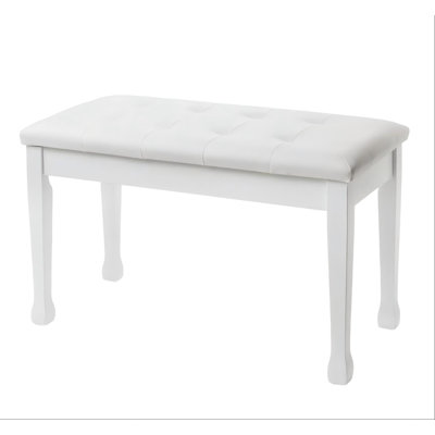 Duet Piano Bench with Storage, Wooden Piano Stool with Waterproof Padded Cushion,White