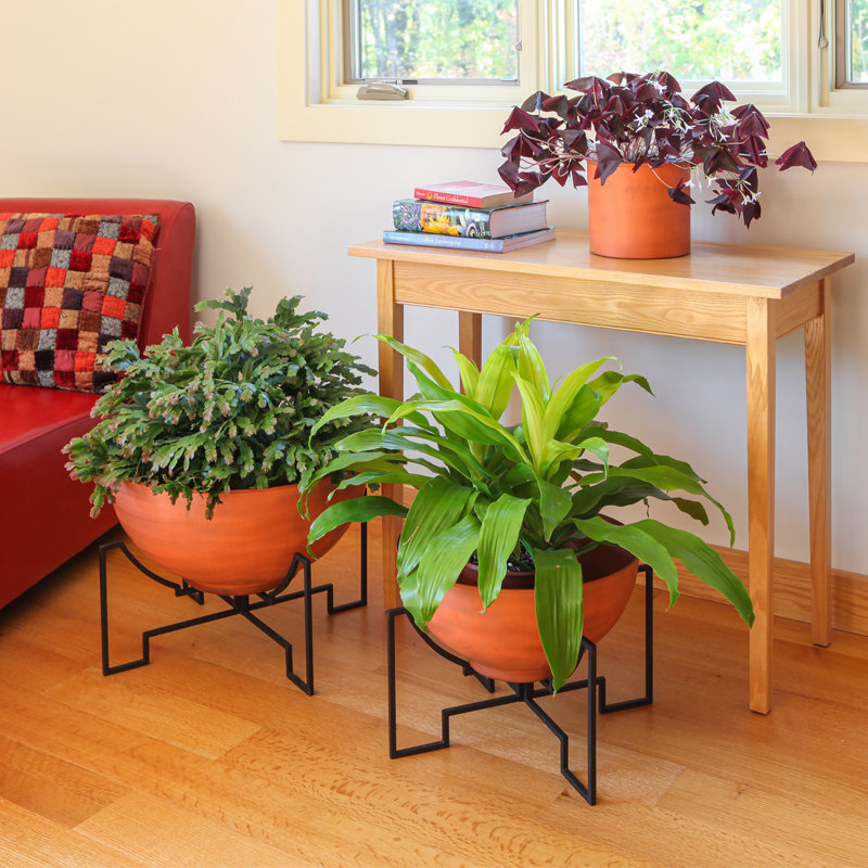 Metal Pot Planter, Burnt Sienna, 13.25" H x 16" W x 16" D
