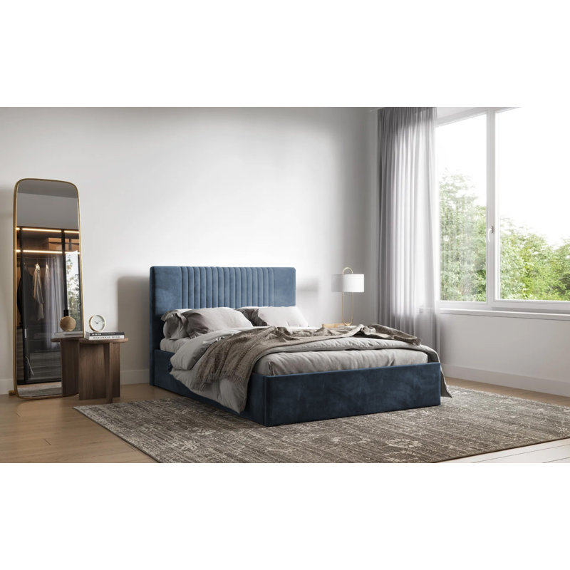 Malmo Kailua Upholstered Bed Frame - Plush Velvet with Headboard and Sprung Slats, Super King (6'), Steel