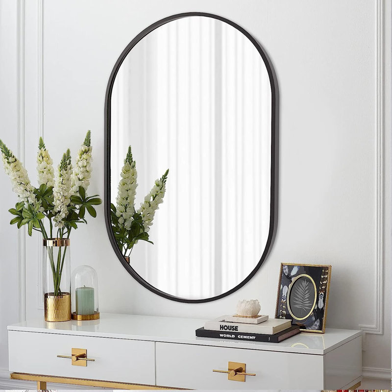 Miroir mural Diahn, Noir, 37,44 po x 21,84 po