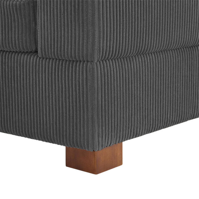 Fauteuil en velours côtelé Yalisa, Velours côtelé gris