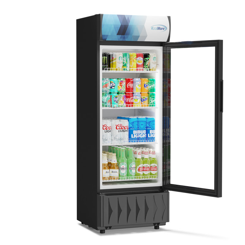 22-Inch Black Single Door Commercial Display Refrigerator