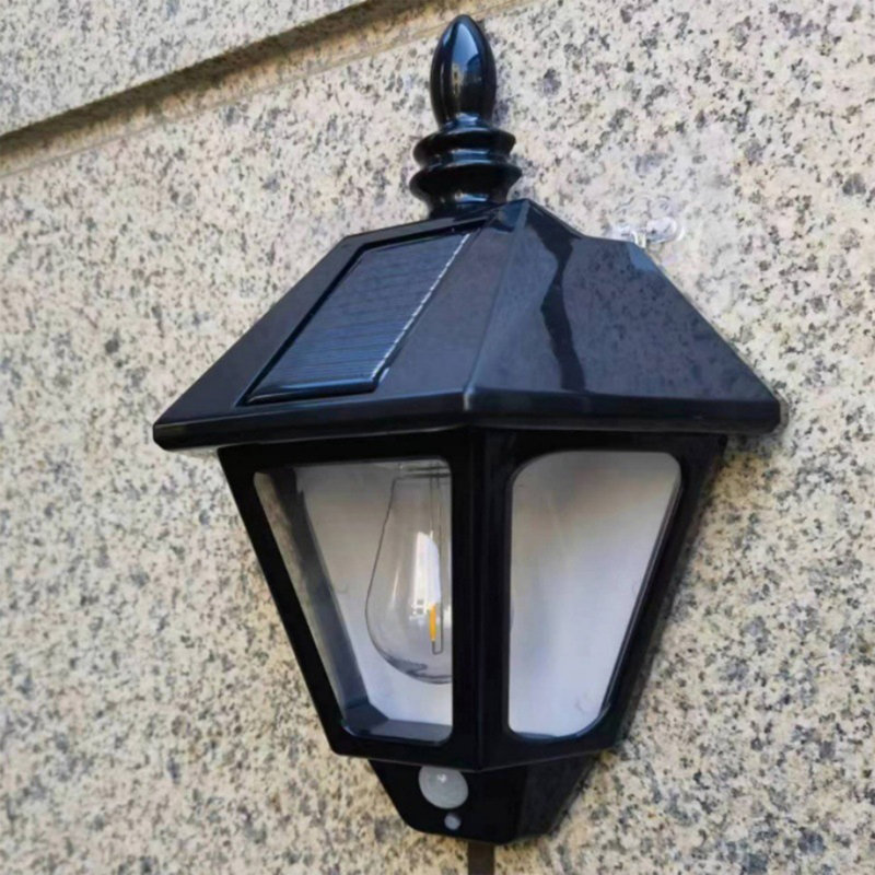Solar Outdoor Wall Light Human Body Sensing Three- Tungsten Wall Light Garden Villa Courtyard Night Light Rainproof