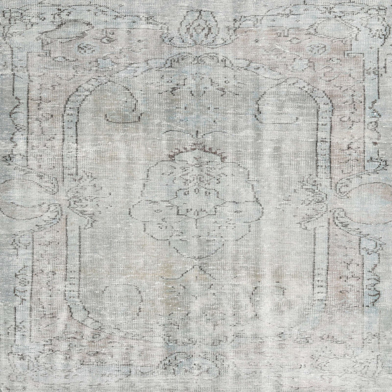 Laine orientale beige/Tapis décoratif grise, Carré 6 pi