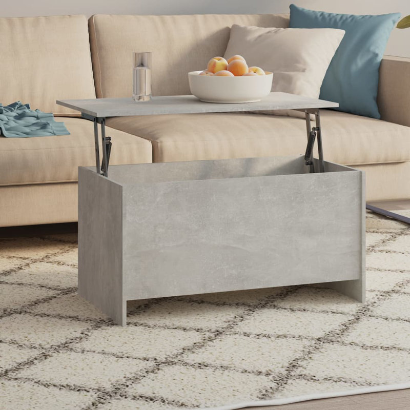 Hydia Lift Top Sled Coffee Table with Storage, Light Grey, 52.5cm H x 102cm L x 55.5cm W