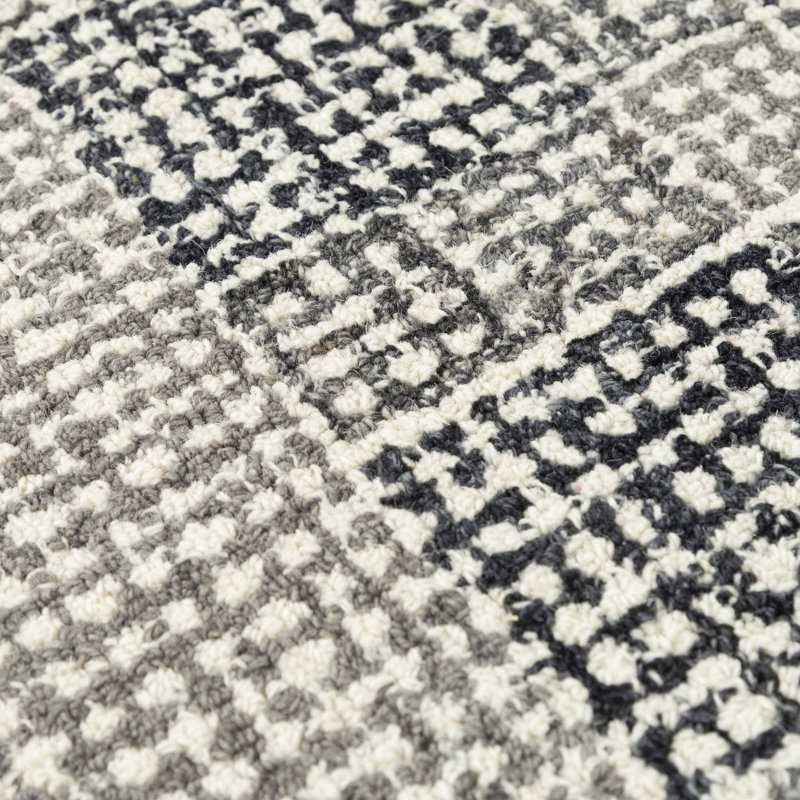 Airica Geometric Handmade Tufted Wool Area Rug in Blue, 5 x 7'6"