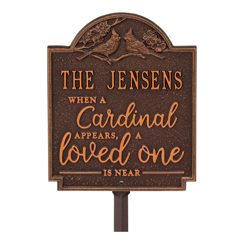 Cardinal Love Garden Personalized Lawn Plaque, Antique Copper, Yes