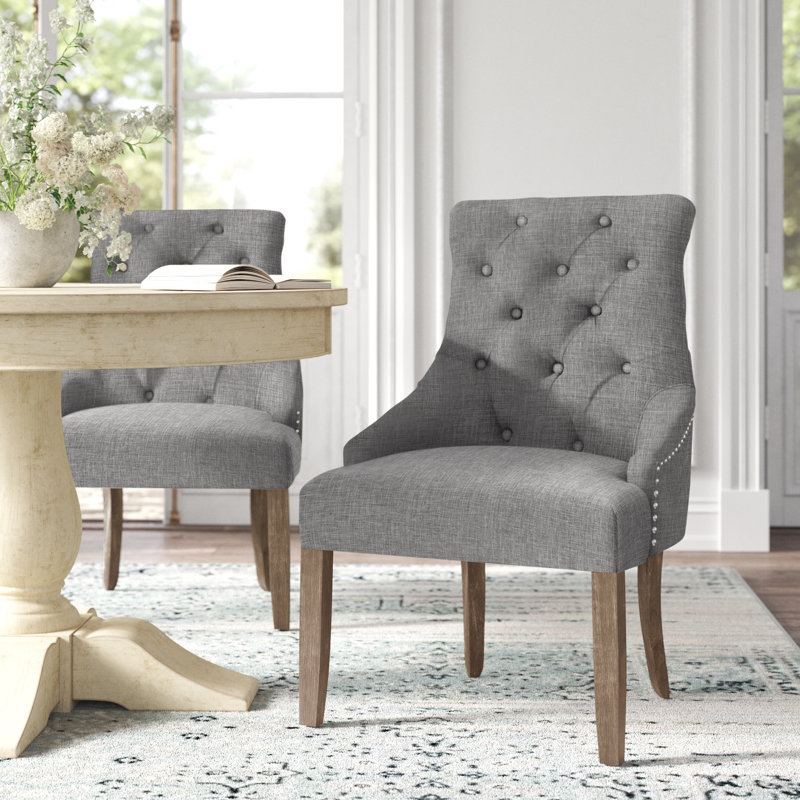 Chaise d'appoint de 24,25 po de largeur Dukinfield, Tissu gris clair, Gris lessivé