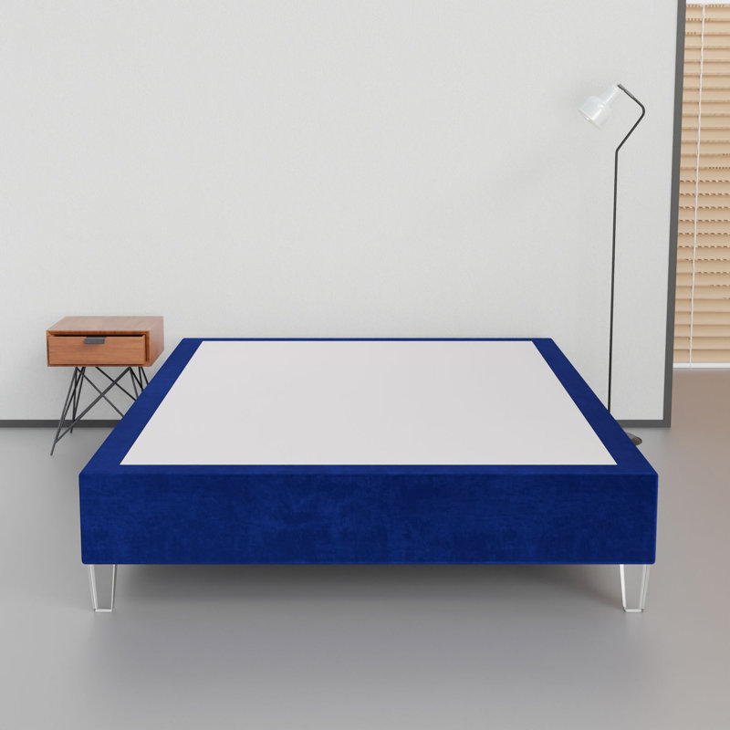 14-Inch Premium Kauly Material Wood Bed Frame, Comfortable Foundation with Acrylic Legs, Twin XL, Blue