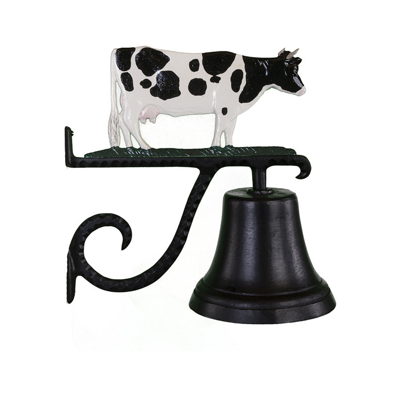 Cast Weather Resistant Metal Animals Bell, Black/White