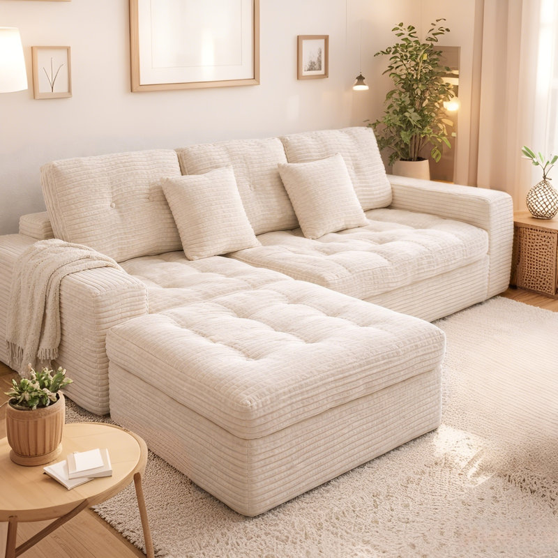 Canapé modulaire Boneless, Velours beige