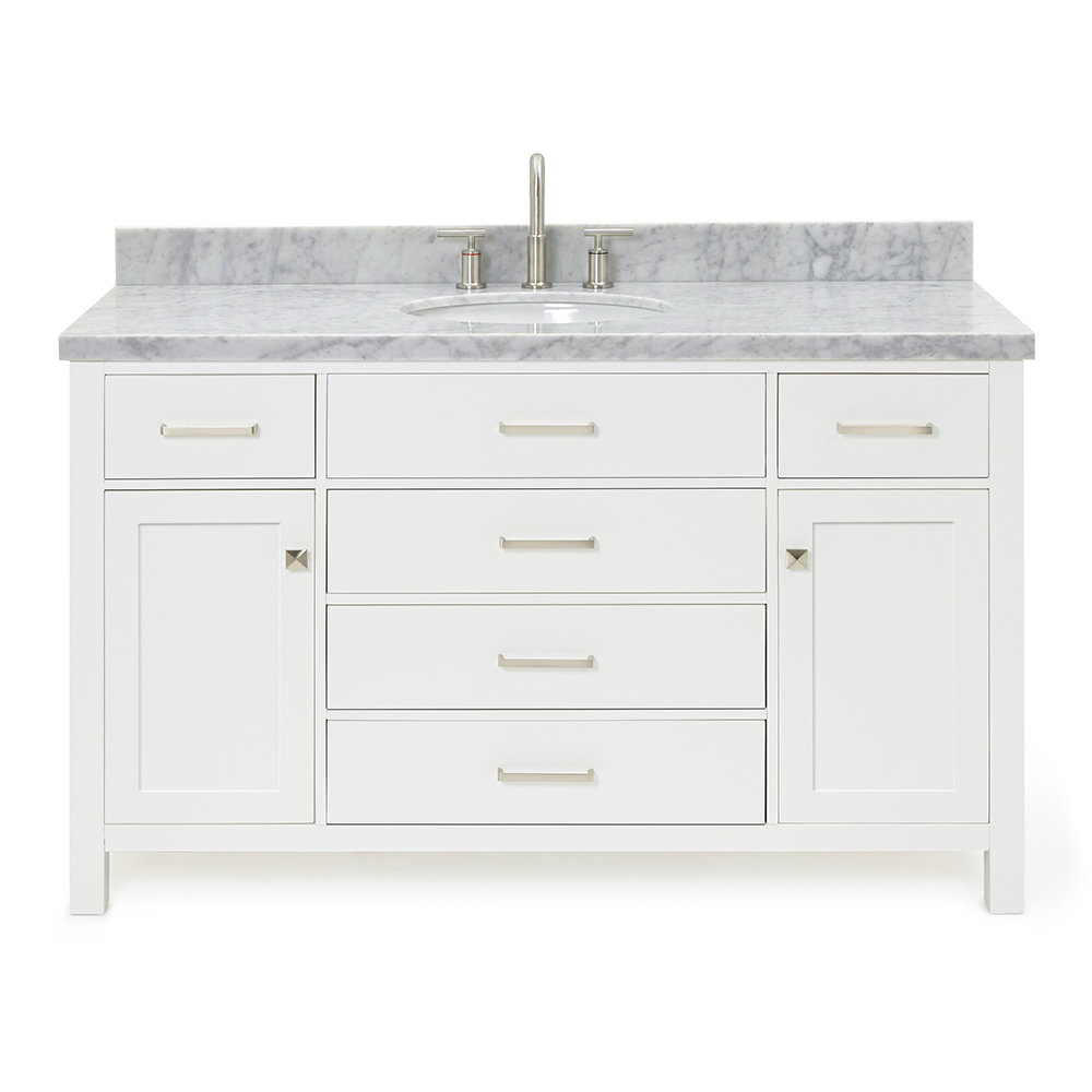 Lark Manor Wellsville 55'' Double Bathroom Vanity with Quartz Top