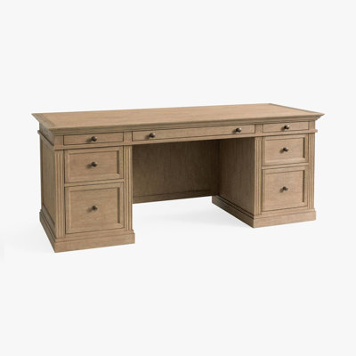 Bureau en bois massif avec 7 tiroirs 70,87 "Vintage