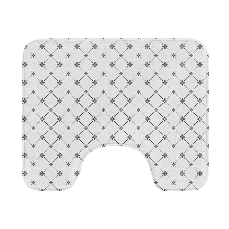 Tapis de salle de bain géométrique en U 20 po blanc et gris