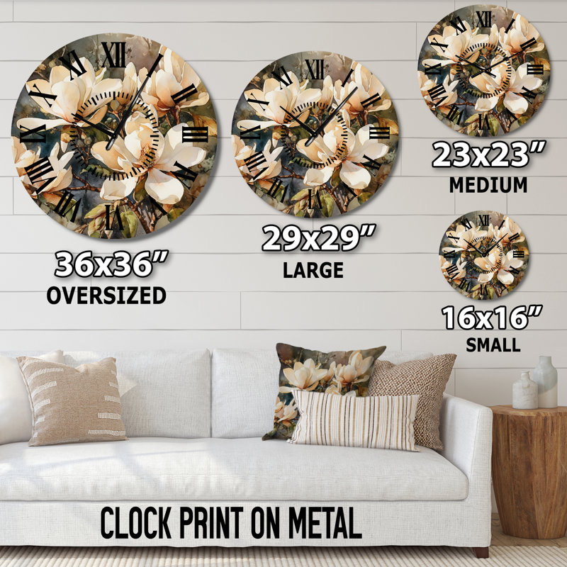 Horloge murale crème et magnolia, Médium