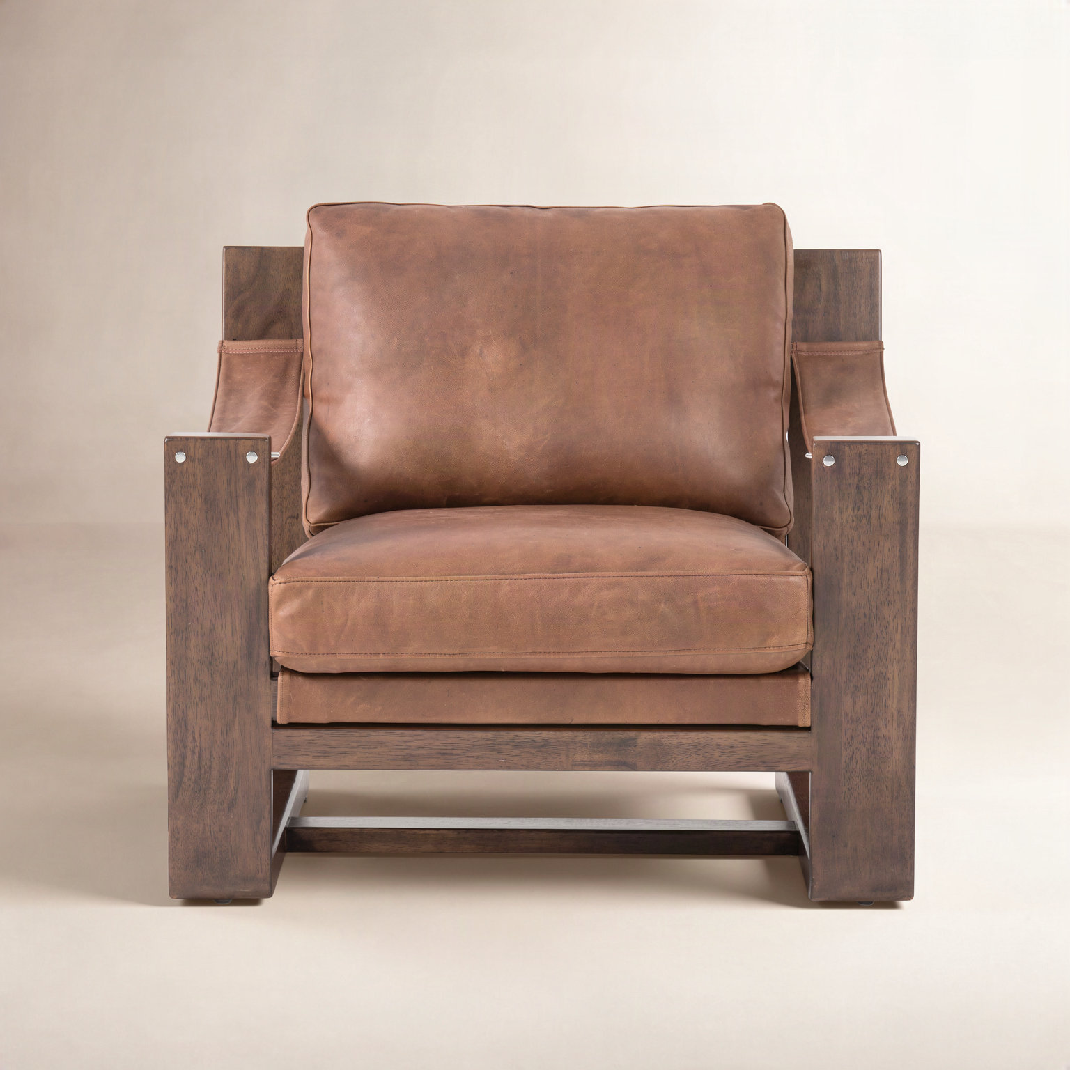 Arista Genuine Leather Armchair, Heirloom Sienna Genuine Leather