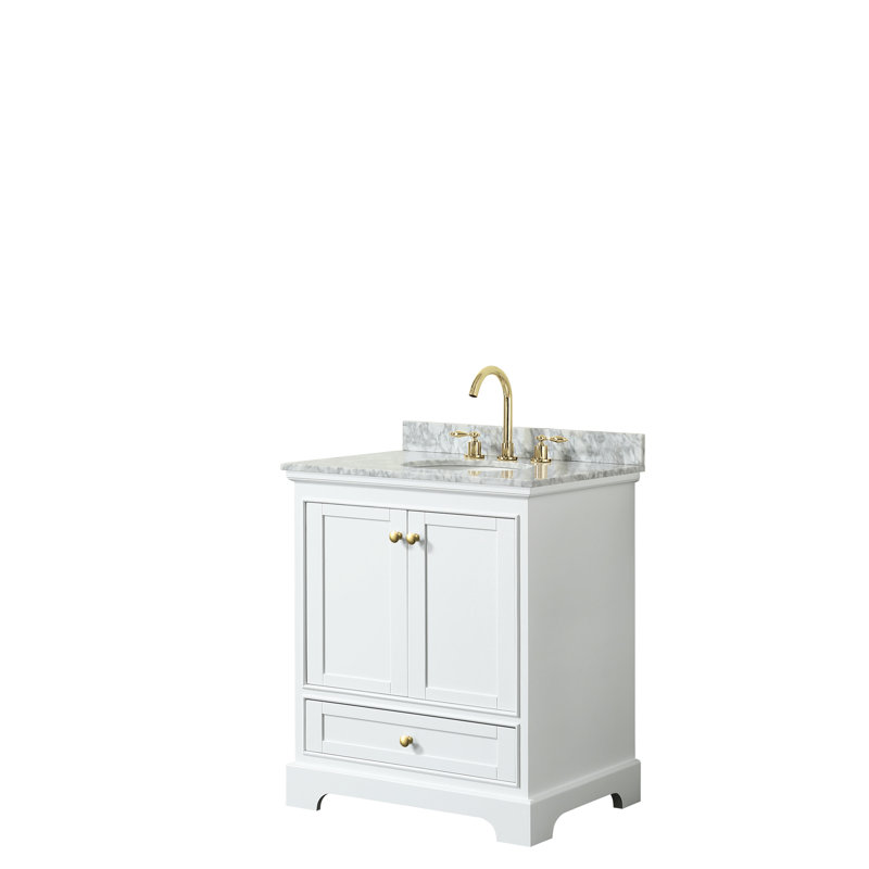 Ensemble de meuble-lavabo simple 30 po Deborah, Blanc, Doré