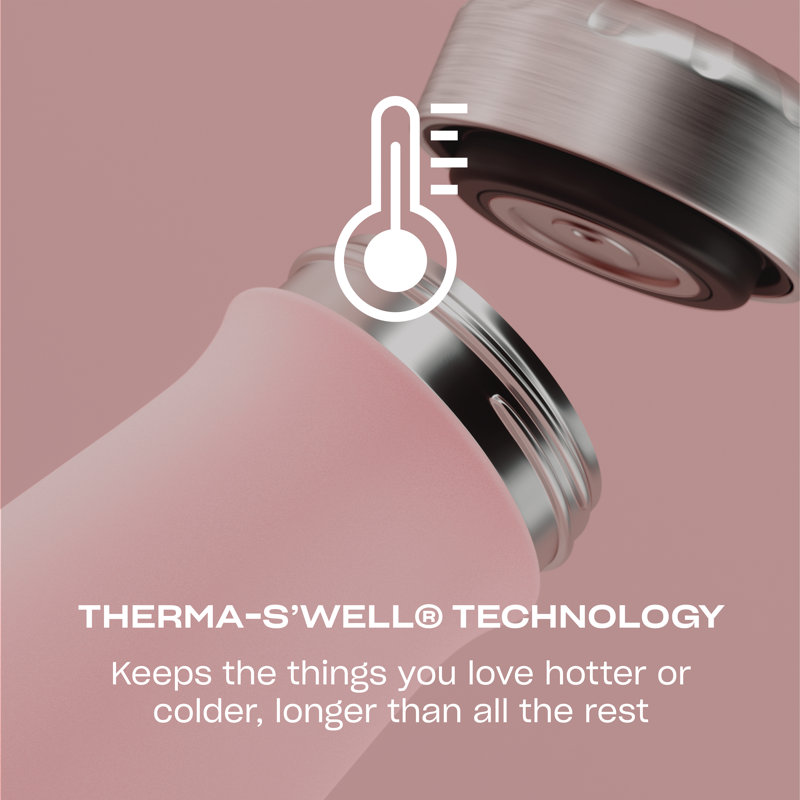 S'well Stainless Steel Water Bottle - 17 Fl Oz - Triple-Layered Vacuum-Insulated Containers, Pink Topaz, 17.oz
