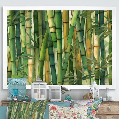 «Whispering Bamboo Geometric Patterns I», art mural sur toile de bambou_106670