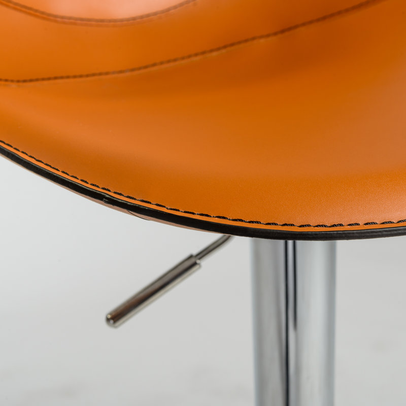 Saliym Swivel Upholstered Adjustable Height Counter Stool, Dark Caramel Faux Leather