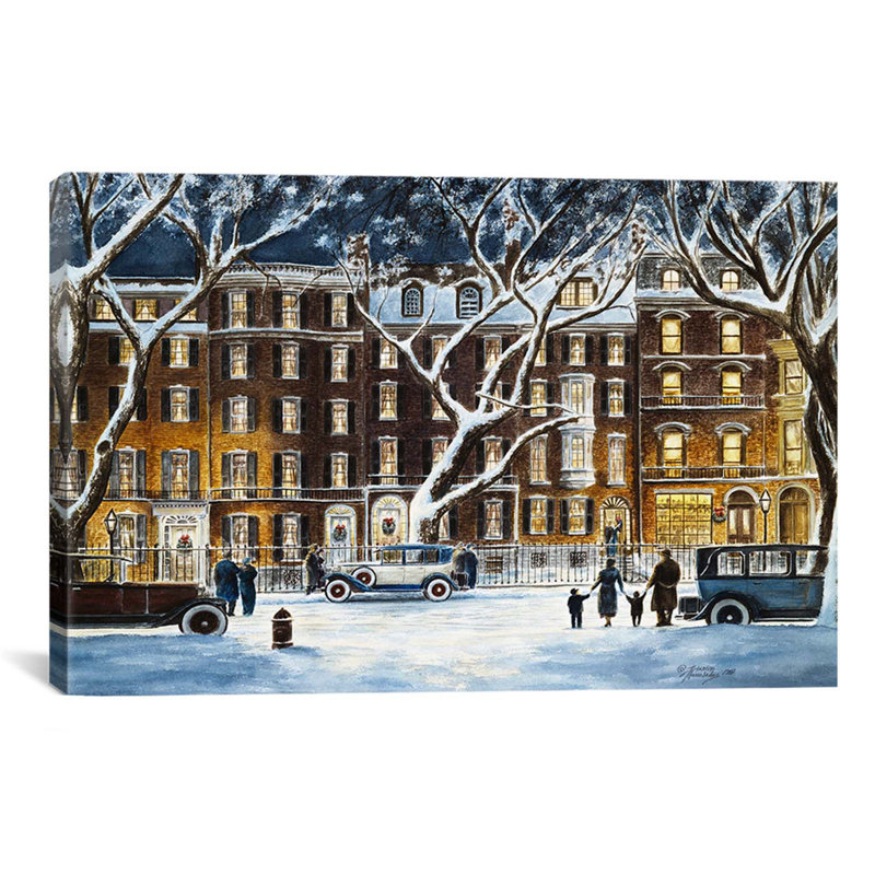 «Beacon Street, Ma 1926» par Stanton Manolakas, reproduction d'art sur toile, H 16 po x l 24 po x P 1 po, Blanc