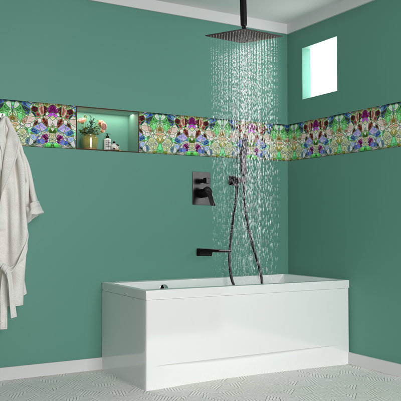 Robinet de baignoire et de douche avec valve brute, Noir