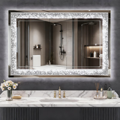 LED Diamond Wall Mirror, Diamond Mirror for Home Decor, Dimming & 3 Colour Modes