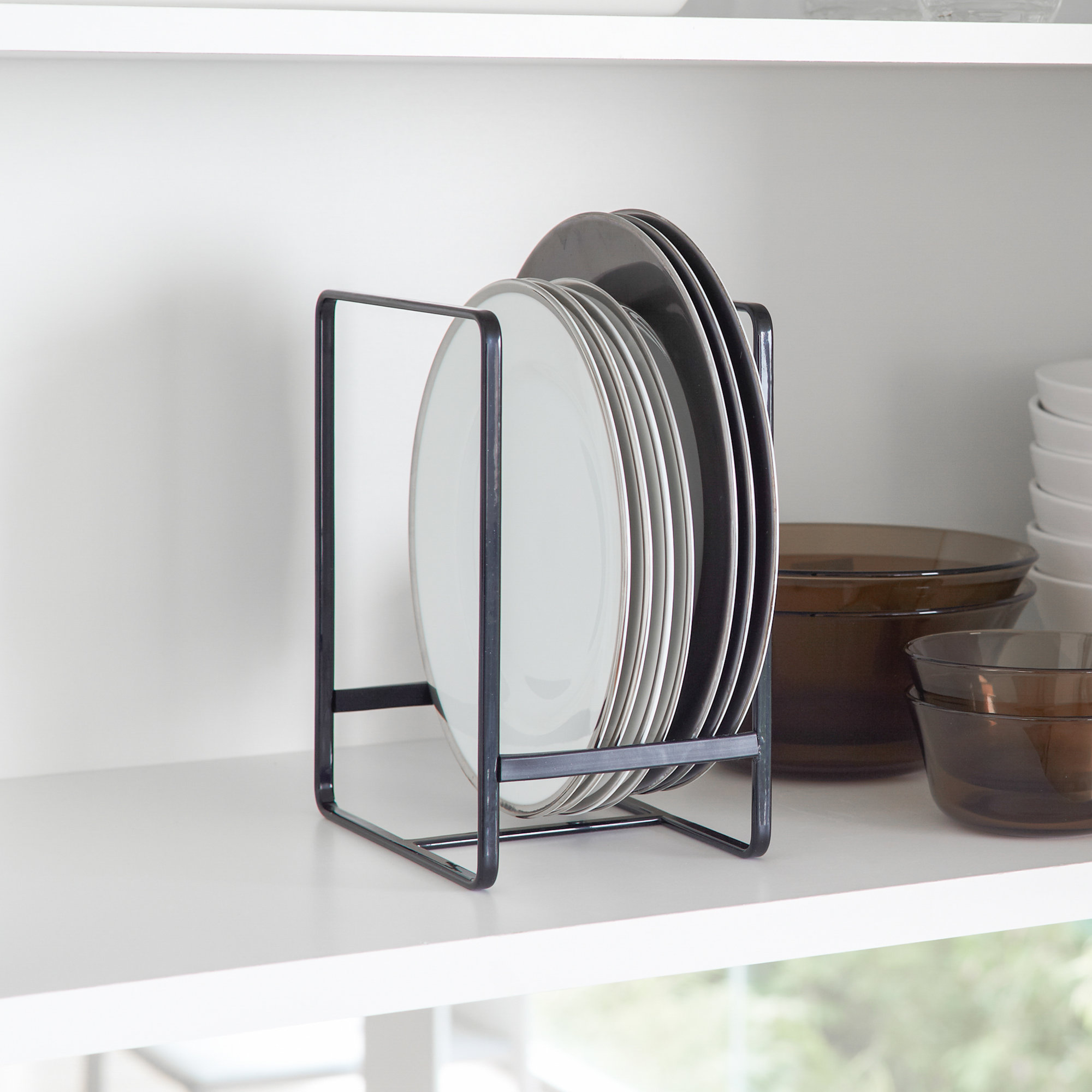 Yamazaki Home Plate Rack/Dish Stand/Dish Storage/Plate Holder, Large, Steel