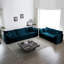 Chenille bleue 2 + 3 places, meubles de salon à assise profonde, canapé en tissu et base, bois massif