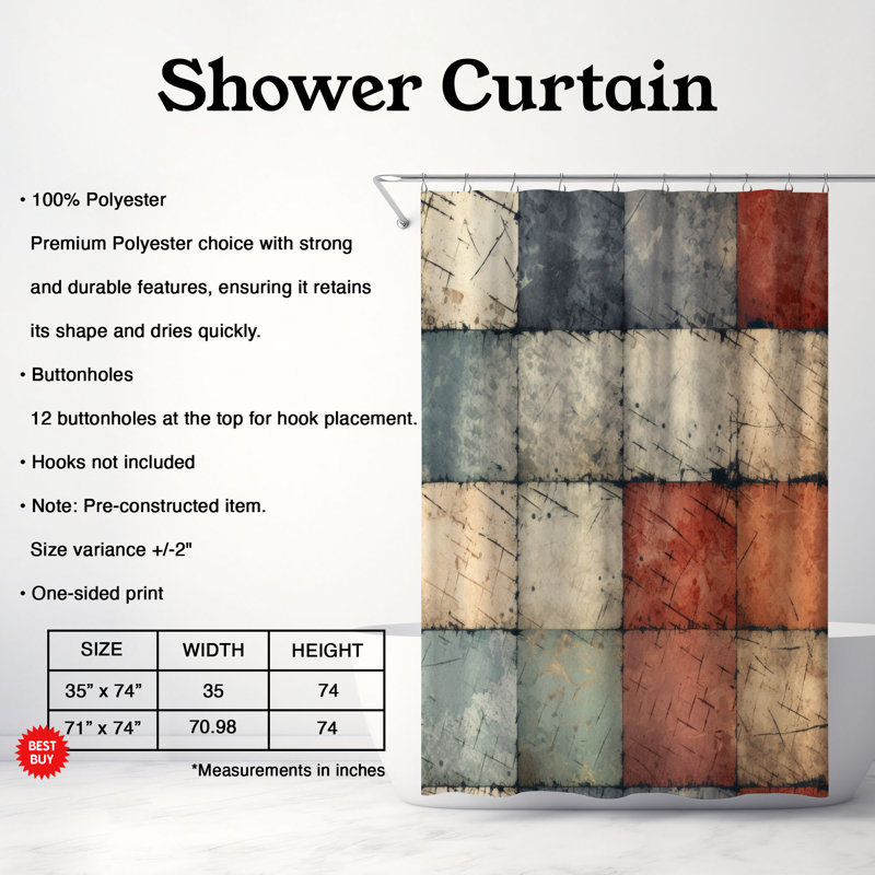 Colorful Decay - Rideau de douche Premium, L 71 po x L 74 po