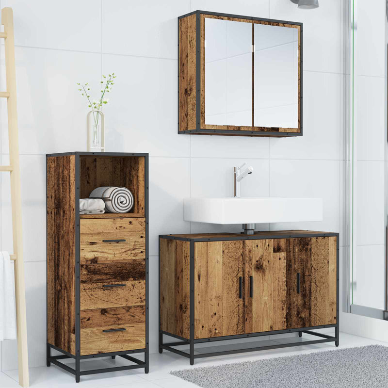 Bathroom Furniture Suite, Dark Wood