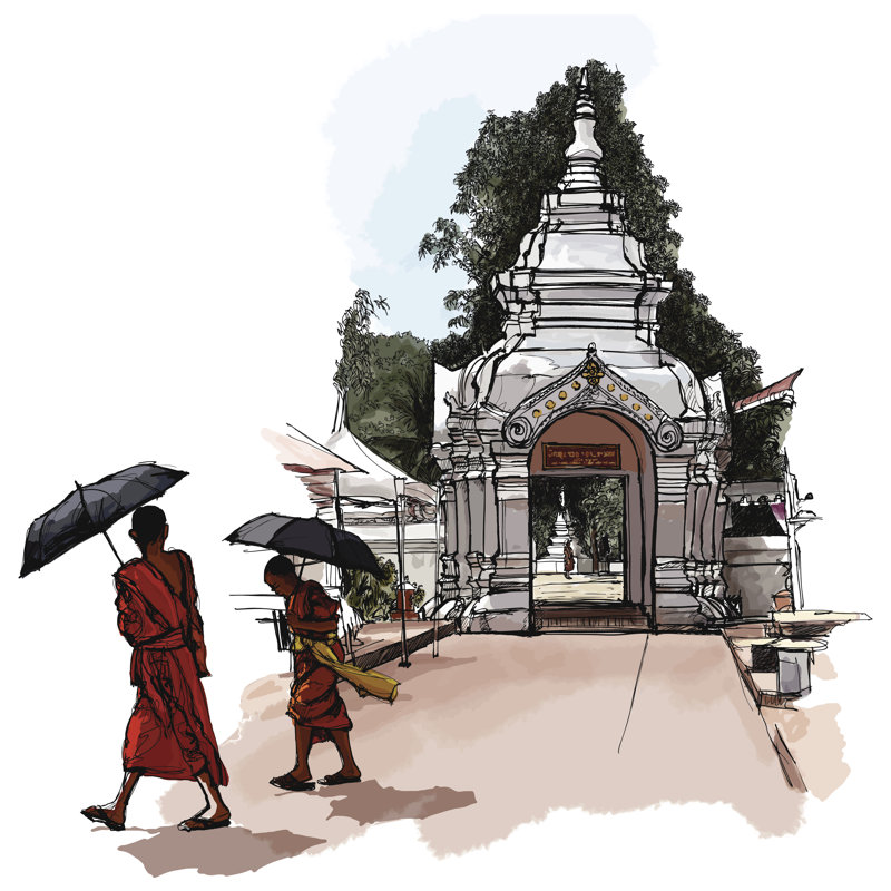 «Macur Buddhist Monks In Laos On Canvas» par Isaxar, impression, H 12 po x l 12 po x P 1,25 po