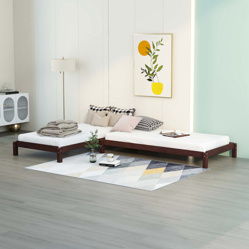 Lucille Modern Solid Platform Bed, Walnut