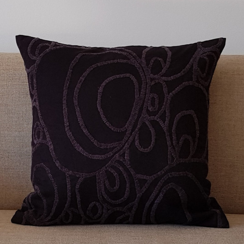 Broady Cotton Cushion with Filling, Black/Dark Grey