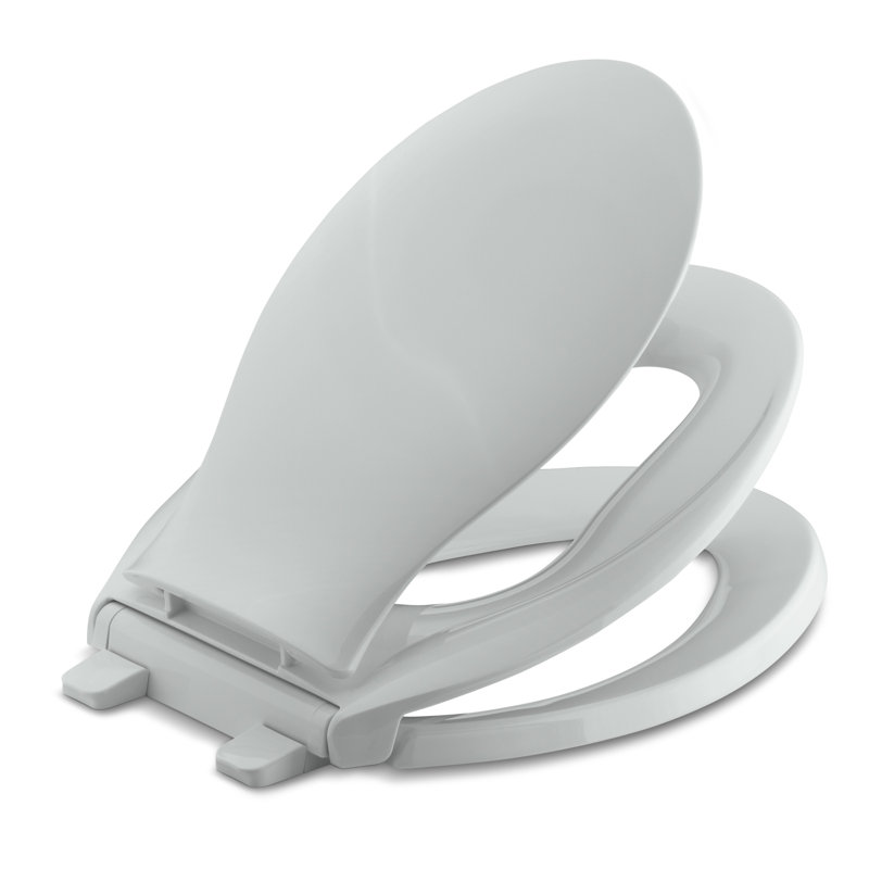Transitions Quiet-Close with Grip-Tight Elongated Toilet Seat, Ice Grey, Non Ready Latch