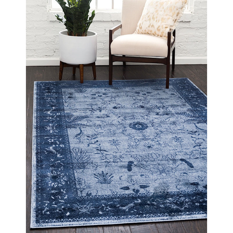 Tapis oriental bleu marine Amika, Rectangle 6 pi x 9 pi