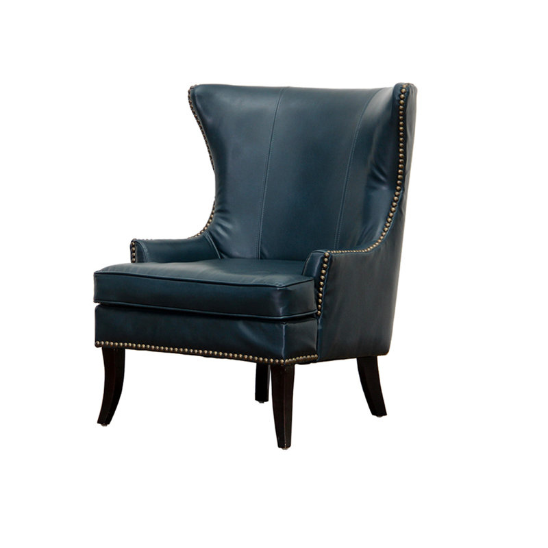 Fauteuil inclinable en cuir avec rivets, Bleu