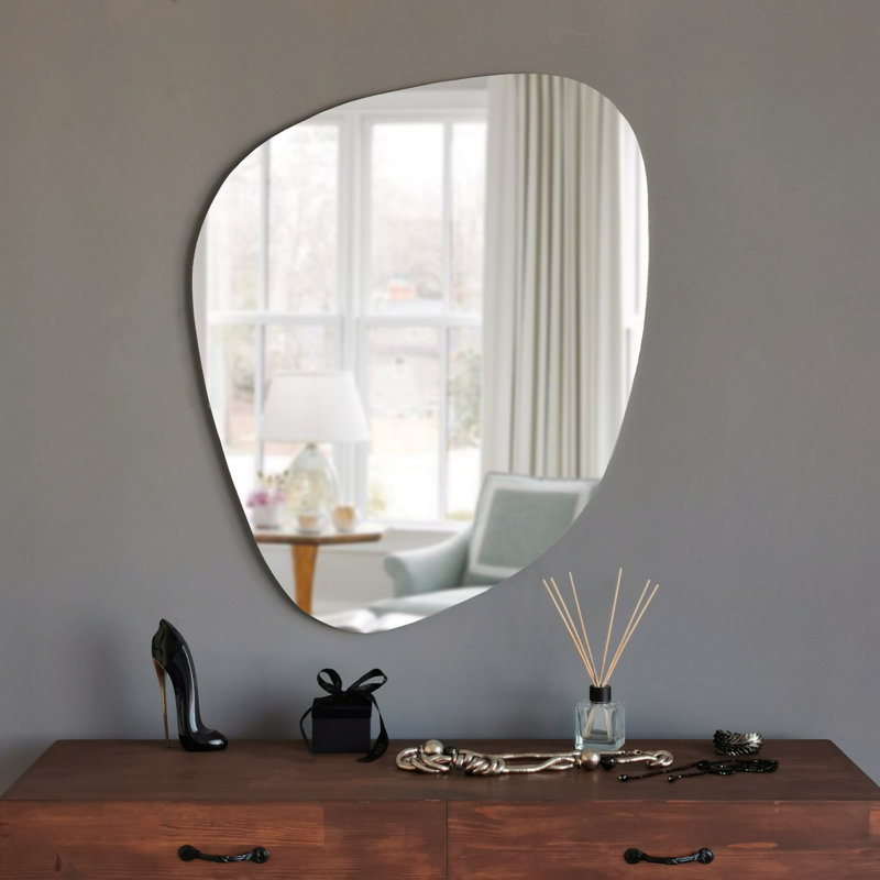 Dorcia Wood Flat Wall Mirror, 75cm H x 58cm W 