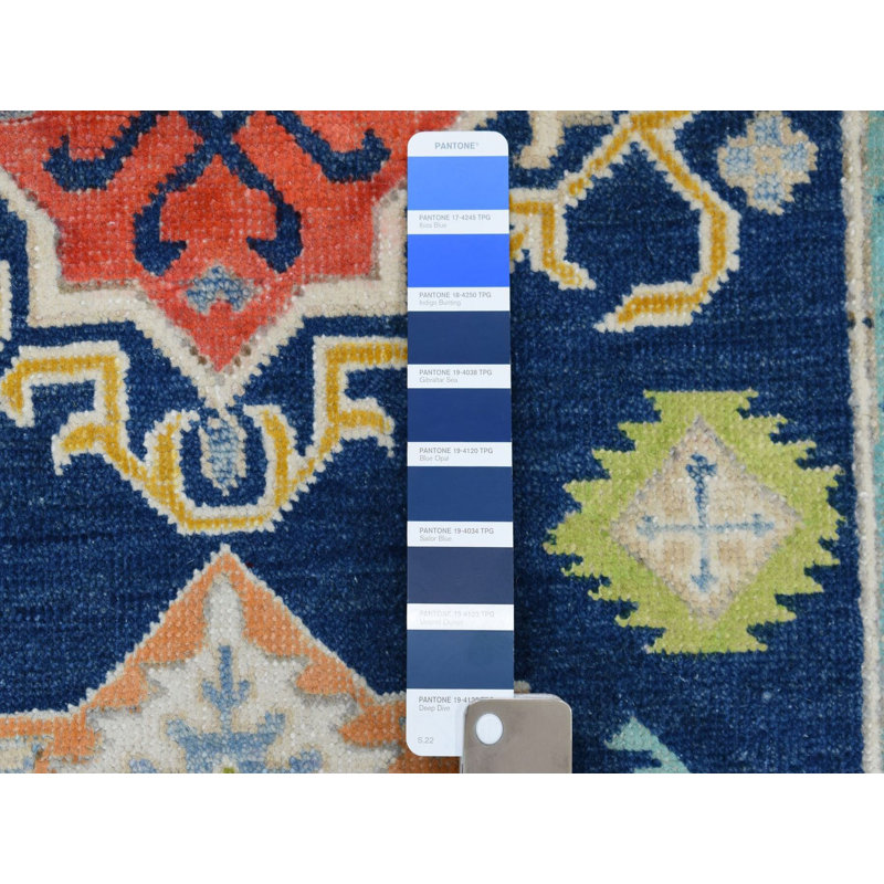 Tapis oriental bleu en laine noué à la main 3 pi 1 po x 5 pi 0 po - MOA10253539