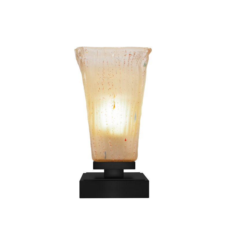 Lampe d'appoint avec verre 5 po Lannah, Noir mat, Beige