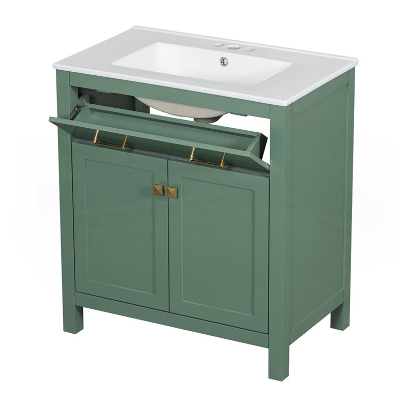 Ensemble de meuble-lavabo moderne 60 "avec meuble-lavabo double 60" (séparé), Vert