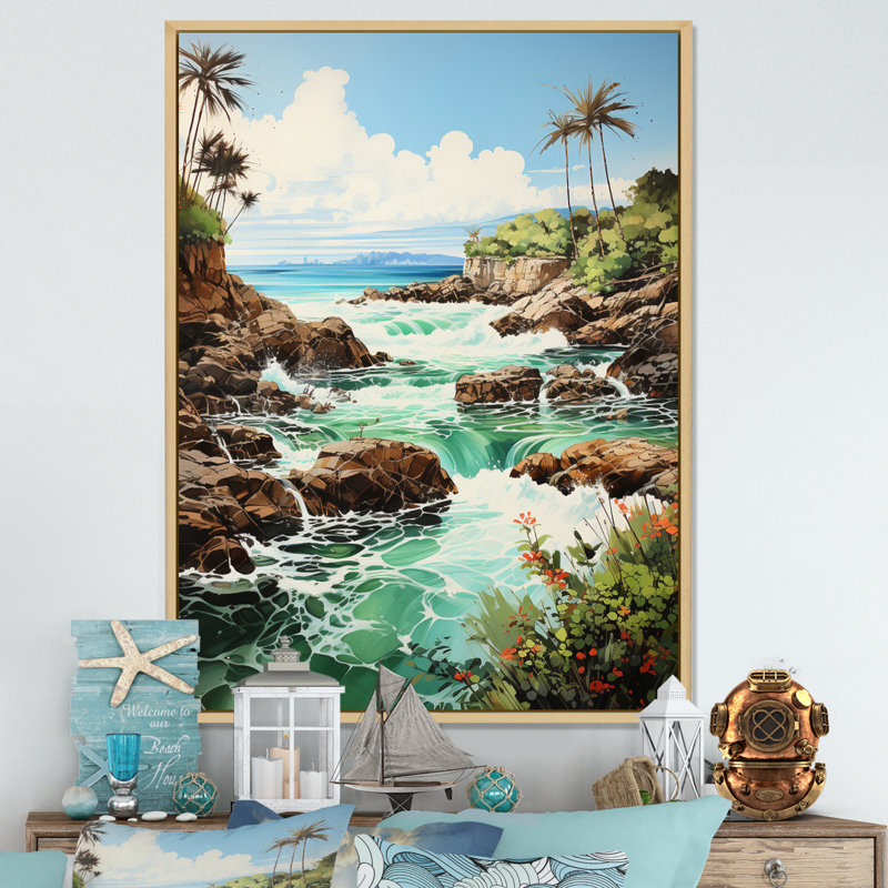 Photo de plage, vibrations tropicales - Nautique et plage, impressions sur toile, L 34 po x H 44 po, Cadre naturel flottant