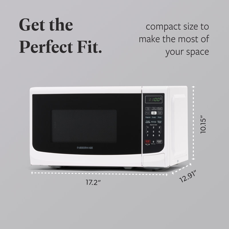 Farberware Countertop Microwave 0.7 Cu. Ft. 700-Watt Compact Microwave Oven, White