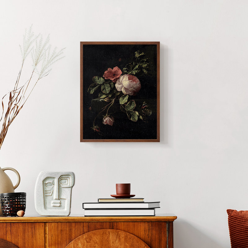 "Imprimé floral rétro CCL XXXVII" sur, Noyer, H 10 po x l 8 po