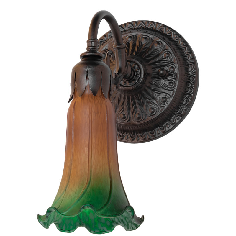 Neriman   1 - Light Armed Sconce, Mahogany Bronze, Yellow/Green