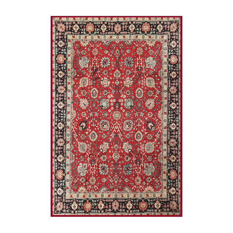 Tapis traditionnel rouge / beige / noir Dhudam, Rectangle 7 pi x 9 pi