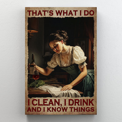 Fille - I Clean, I Drink Gallery - toile tendue - salle de bain et buanderie, décor blanc et bleu
