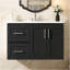 Meuble-lavabo mural 36 po, armoire de rangement flottante avec 2 tiroirs, lavabo simple en céramique 3 trous, armoire moderne avec tablette réglable-582772906