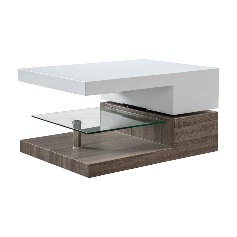 Littlehampt Coffee Table, High Gloss White and Sonoma Oak