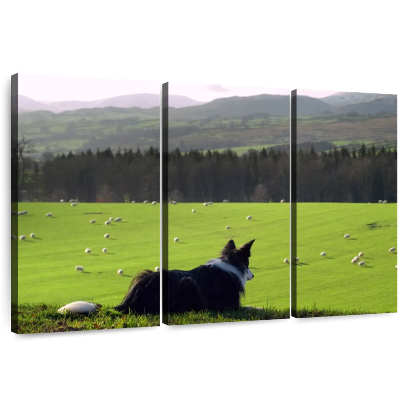 Brampt Dog Counting Sheep, 28" H x 45" W